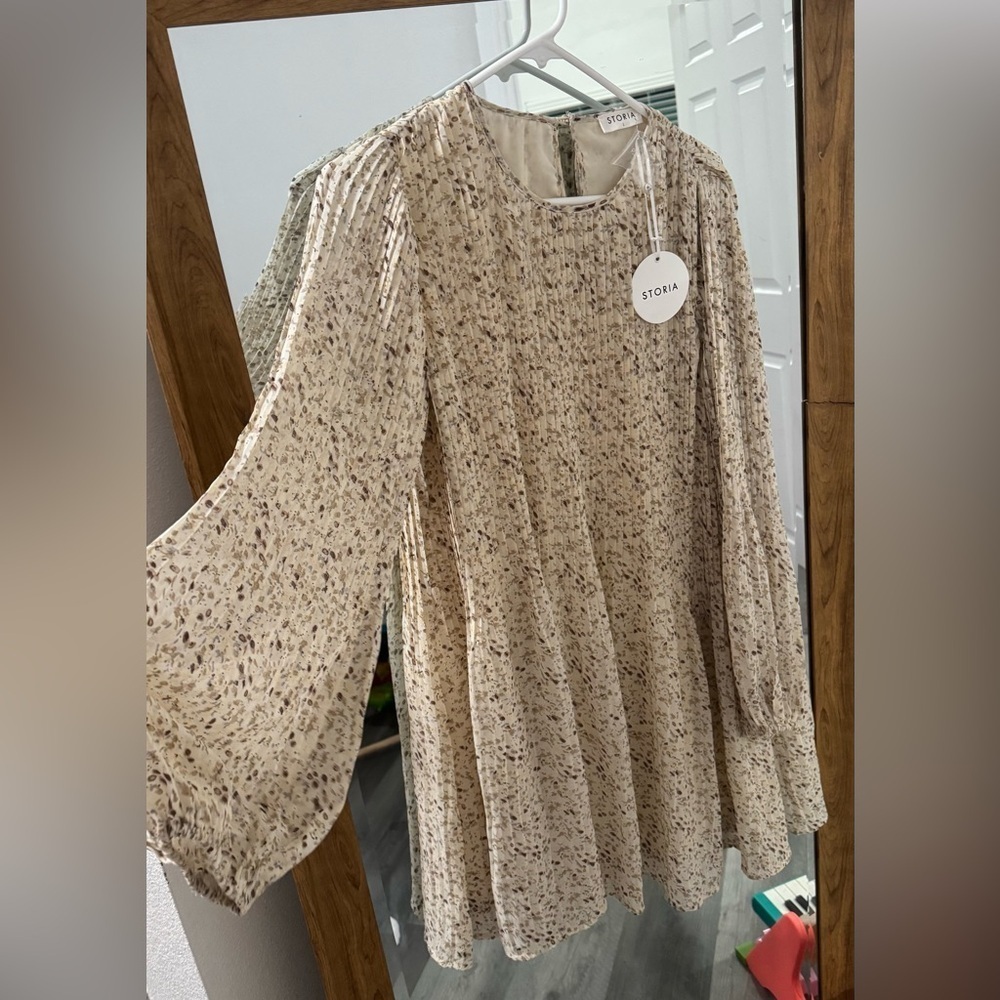 BNWT Storia Pleated Chiffon Tunic Dress - Picture 2 of 4